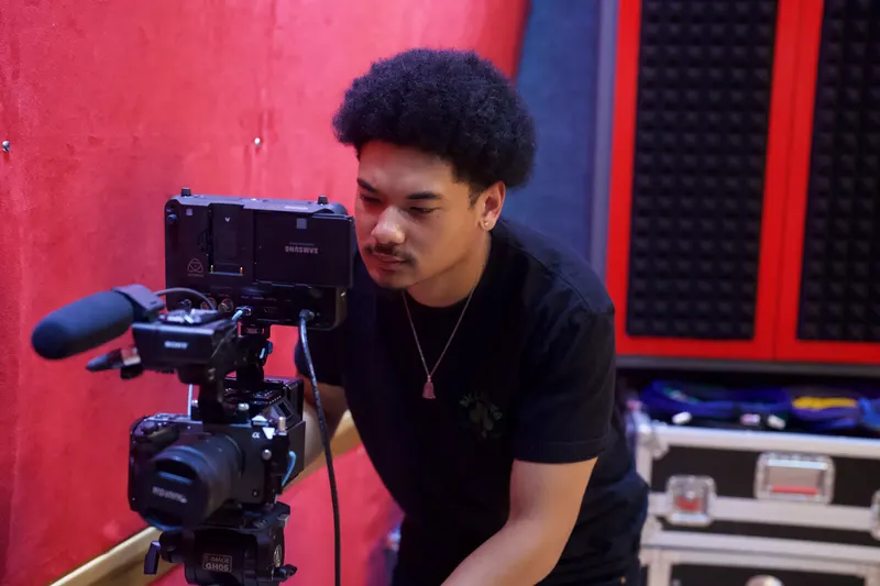 Kai McGilvery behind the camera in the Shuttle Bay