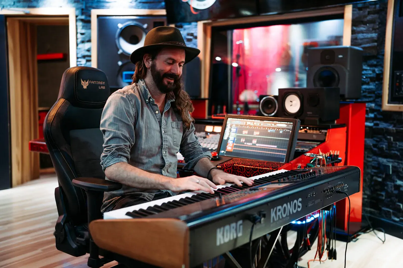 Matt Day playing the Korg Kronos in the Sonic-Rocket control room